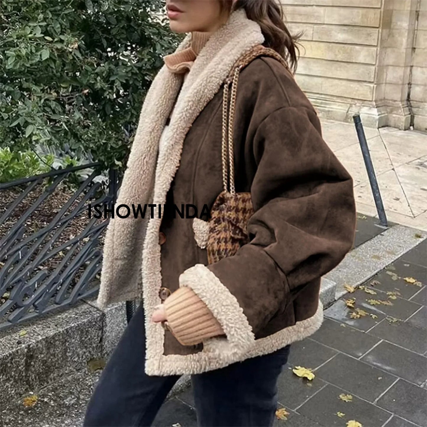 Fleece Lapel Short Coat