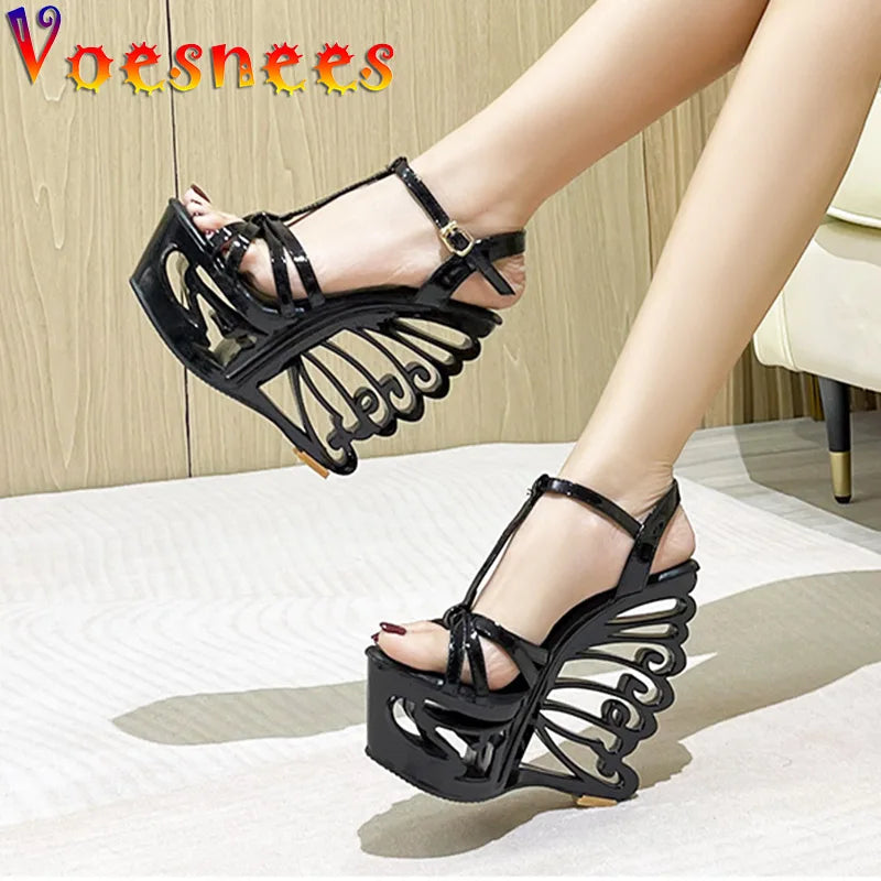 Viva | Super High Heel Hollow Out Wedge Sandals – 14.5CM Summer Pumps