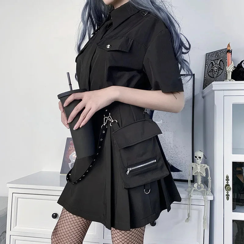 Punk Black Bandage Mini Skirt — Gothic Streetwear