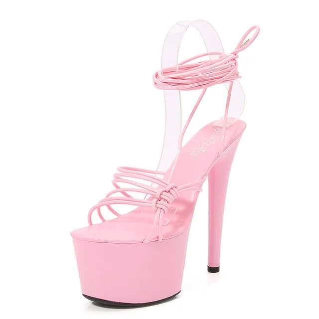 LuxeTies | Cross Lace-Up Stiletto Sandals – Strappy & Sexy