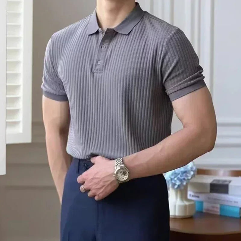 Retro Knit Striped Polo – Lightweight, Elevated Casualwear