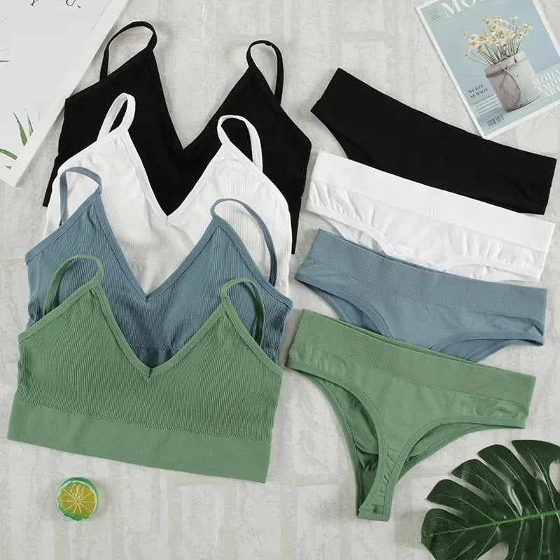 Wireless Seamless Lingerie Set – G-String & Crop Top
