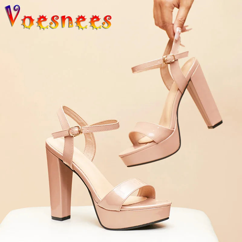 Elevate | Chunky 12CM Heel Sandals – Waterproof Platform & Ankle Strap