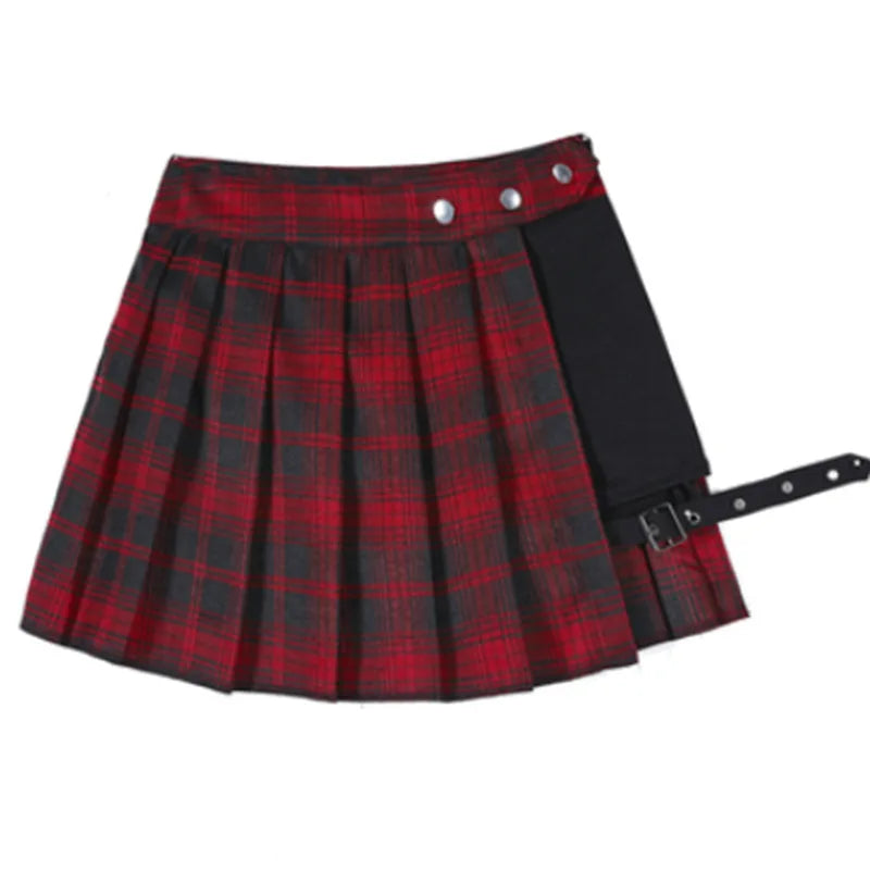 Asymmetric Cutout Pleated Mini Skirt — Punk Clubwear