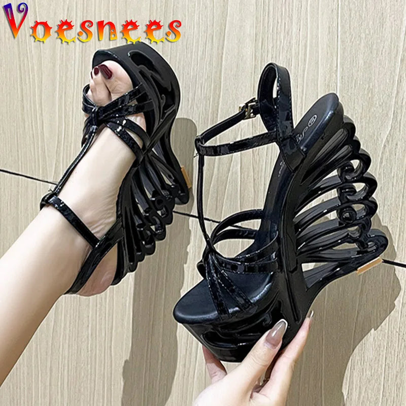 Viva | Super High Heel Hollow Out Wedge Sandals – 14.5CM Summer Pumps