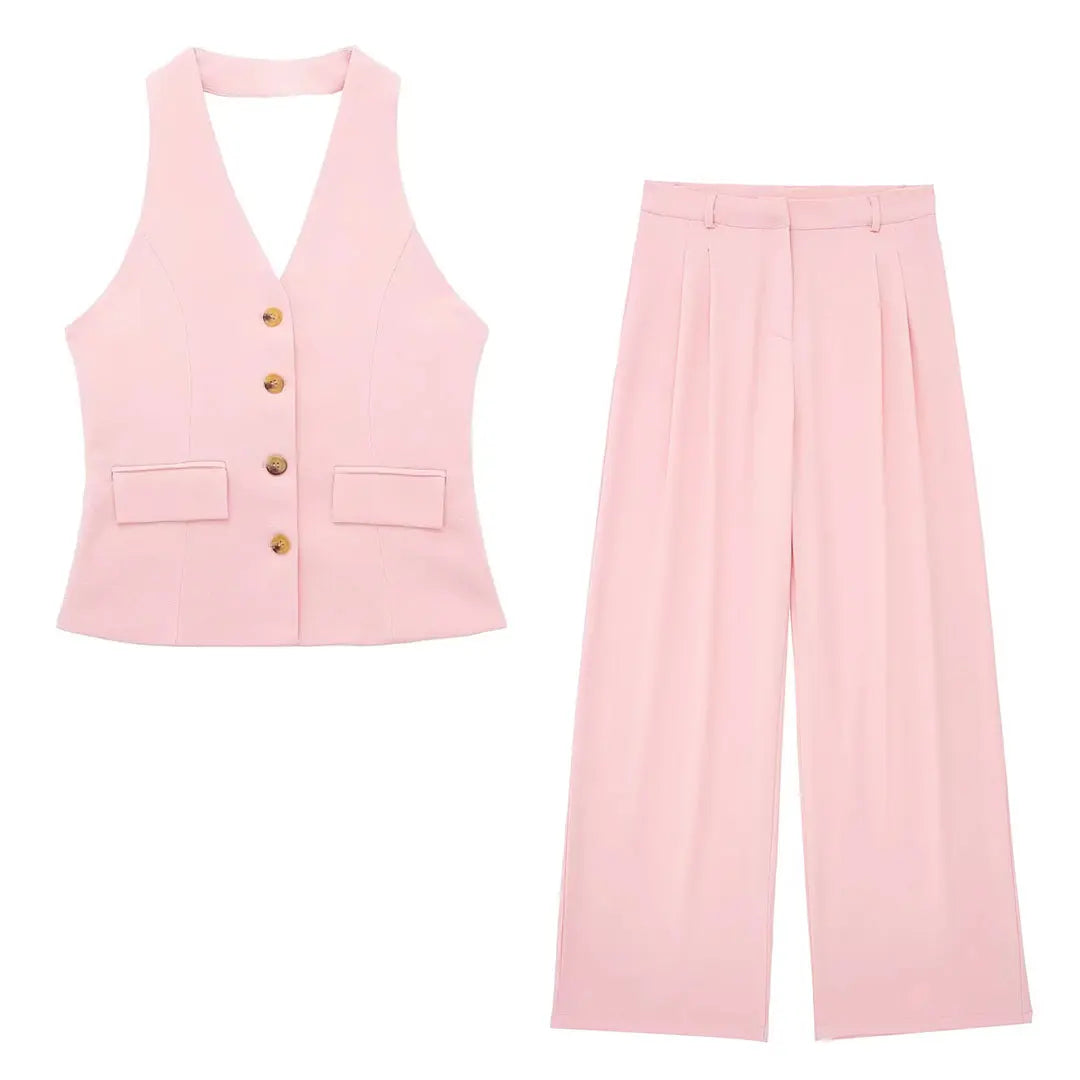 Halter Blazer Vest & Trousers Suit