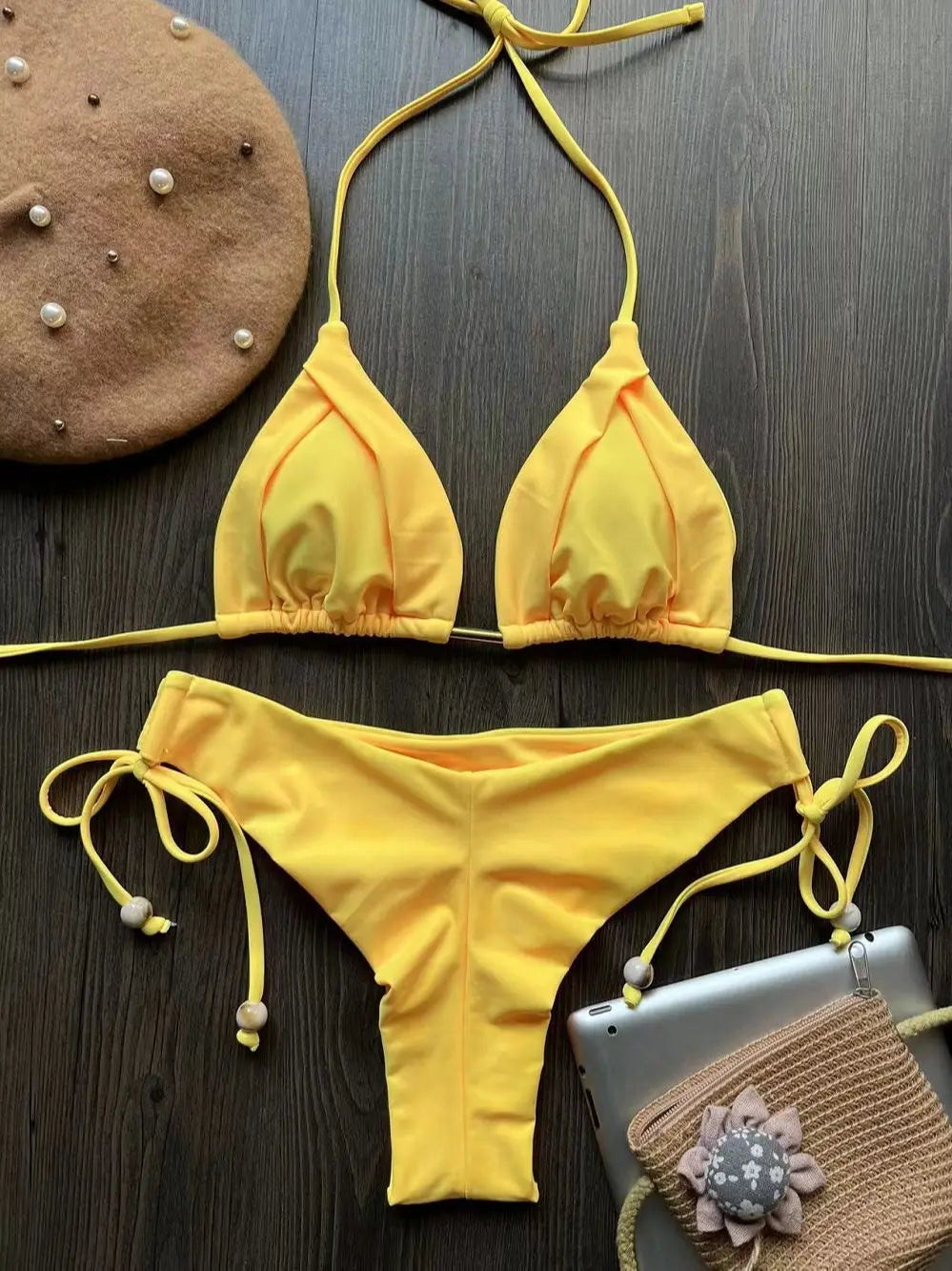 Solid Bandage Bikini Set – Push-Up Triangle Fit