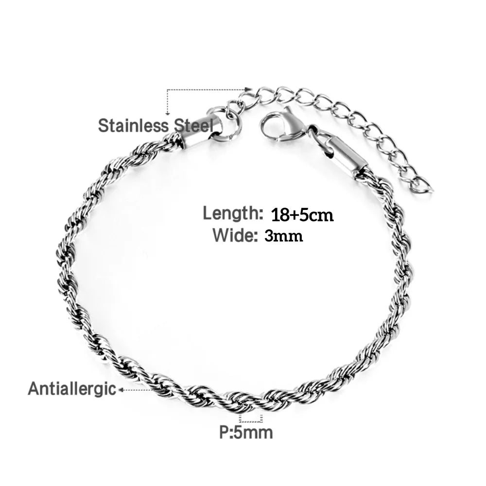 Cuban Chain Bracelet – Stainless Steel, Gold-Tone, Punk Style Jewelry for Men & Women
