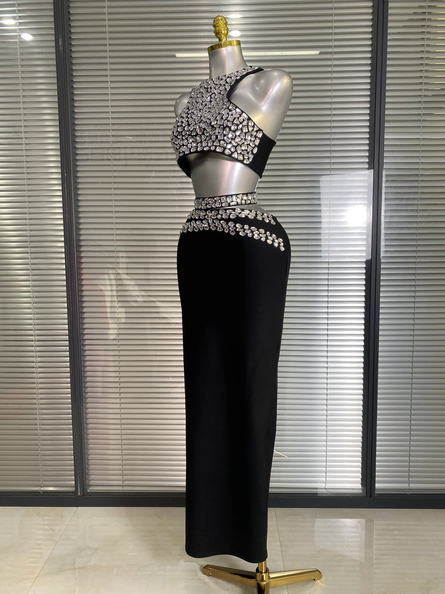 Crystal Bandage Top & Long Skirt Set