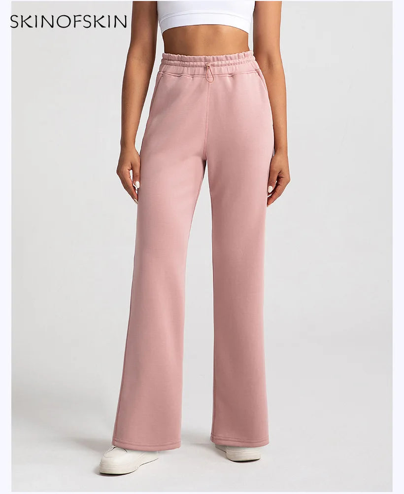 Modal Yoga Pants — High-Waist Sand-Washed Straight Leg Fitness Trousers