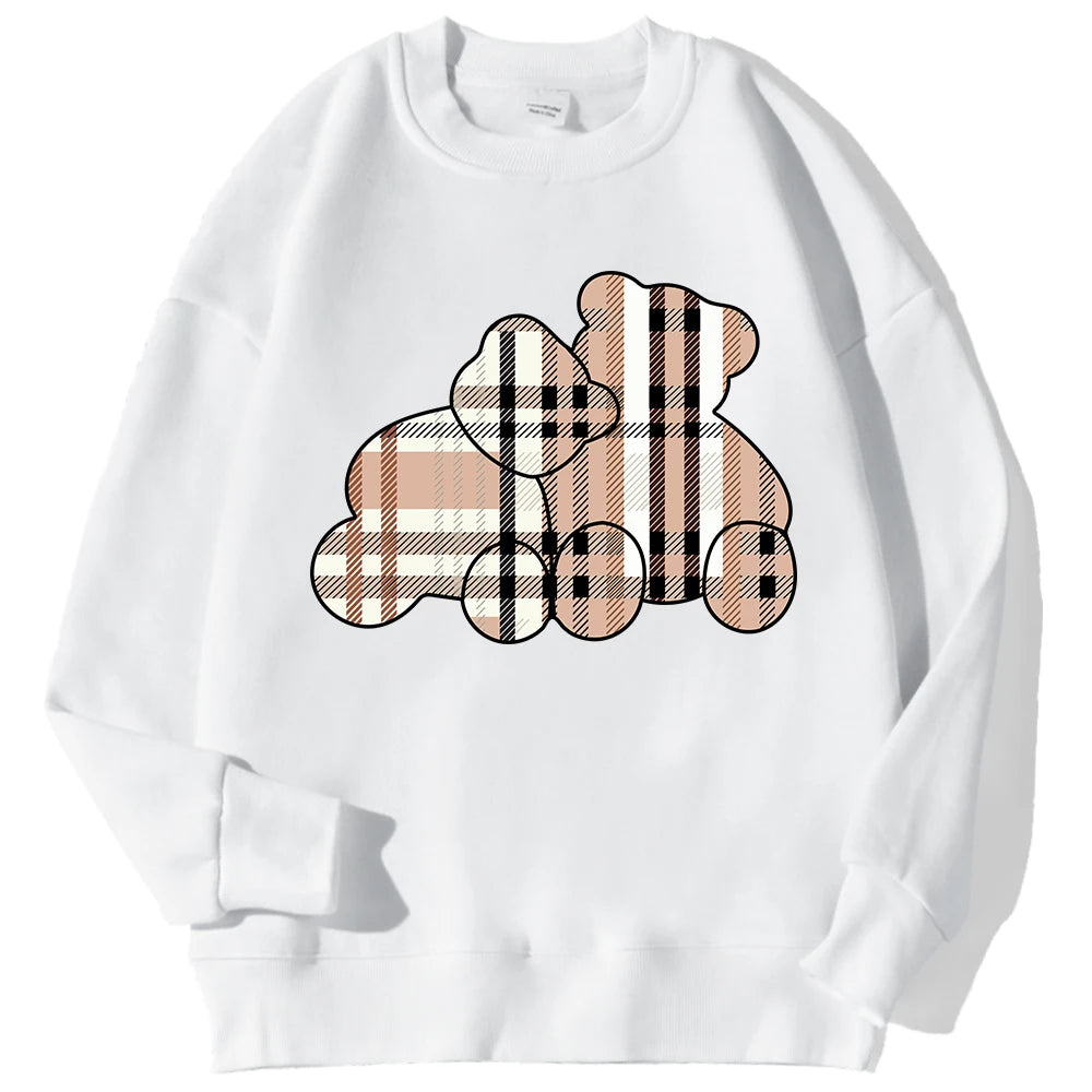 Teddy Bear Print Hoodie — Soft Crewneck, Warm Winter Pullover