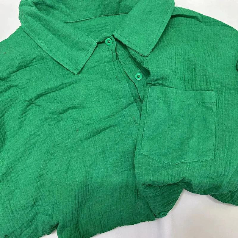 Button Muslin Shirt & Shorts Co-ord