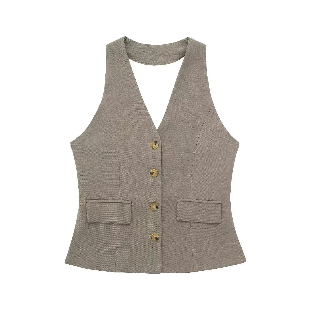 Halter Blazer Vest & Trousers Suit