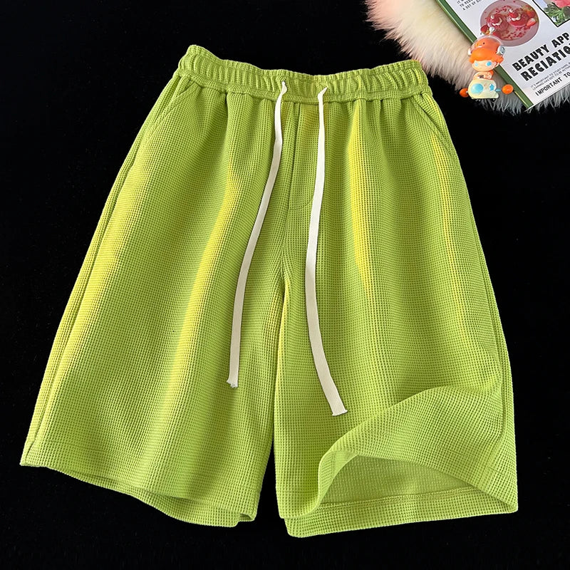 Waffle Knit Loose Shorts – Multi-Color