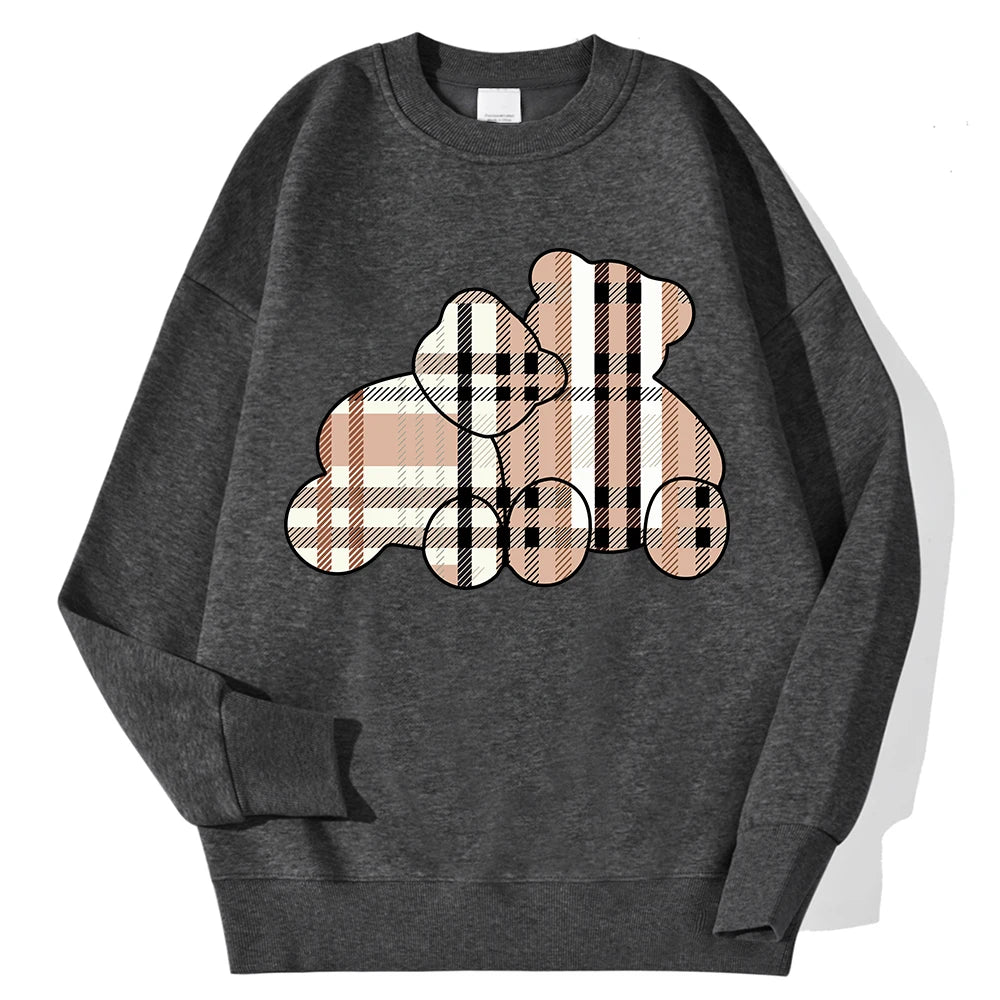 Teddy Bear Print Hoodie — Soft Crewneck, Warm Winter Pullover