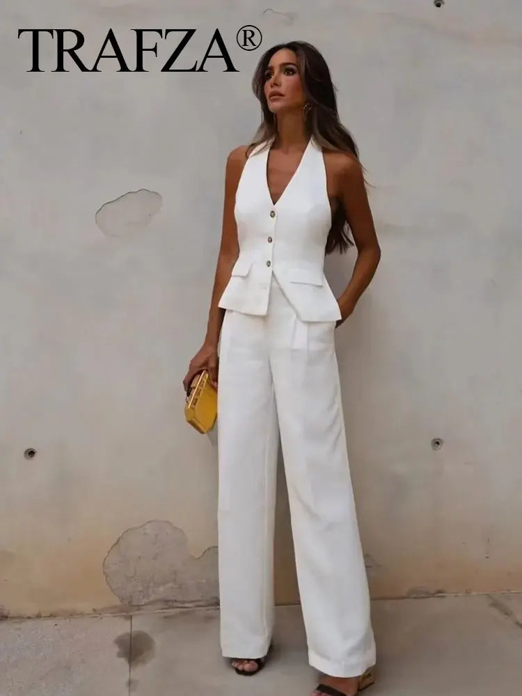 Halter Blazer Vest & Trousers Suit
