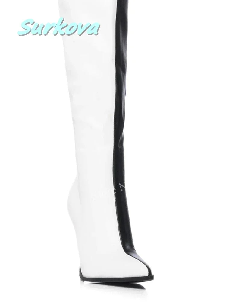 StilettoVibe | Pointed Toe Thin Heel Over-the-Knee Boots – Party Ready