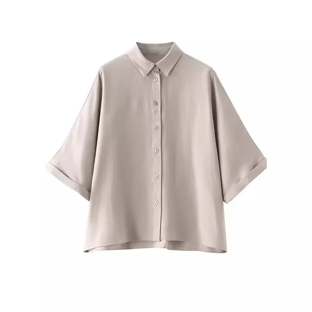 Lapel Shirt Pajama Set – Loose Casual Two-Piece Set