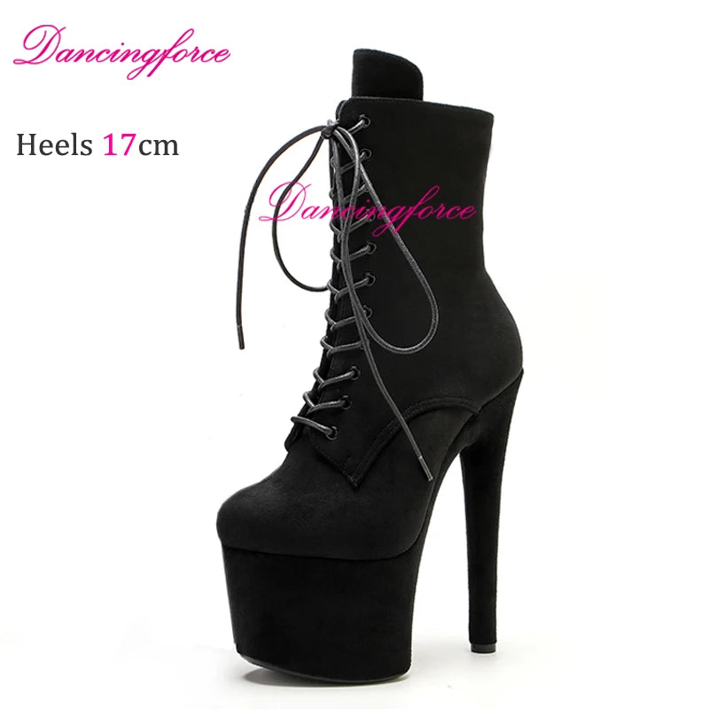 Catwalk17 | 17CM Suede Matte Platform Pole Dance Boots – Round Toe