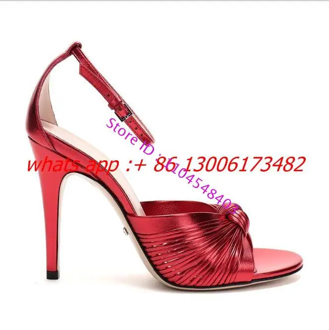 WeaveLuxe | Woven Open Toe High Heel Sandals – Bow Ankle Strap