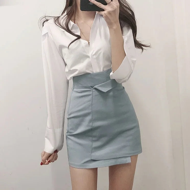 High Waist Wrap Mini Skirt — Y2K Korean Fashion