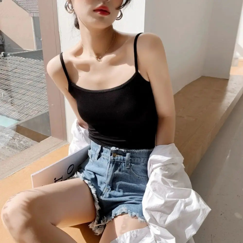 Black & White Modal Tank Top — Skinny Bottoming Vest