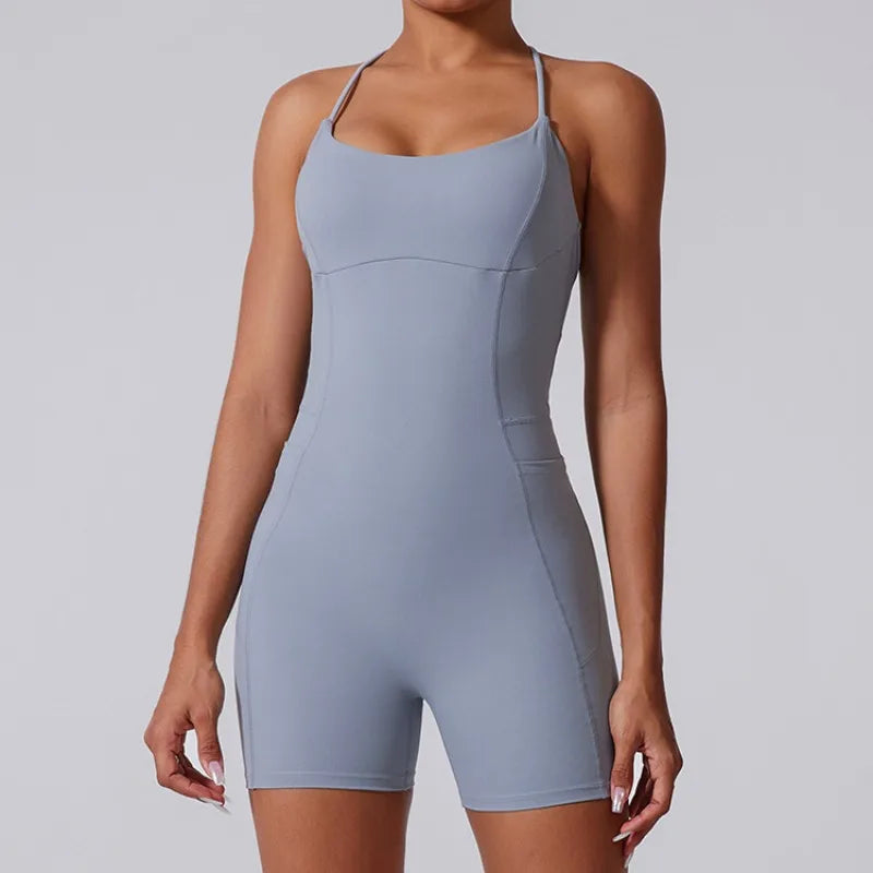 CoreZip Gym Romper – Seamless Workout Jumpsuit