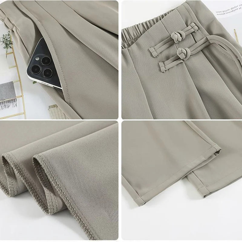 Straight Suit Pants — High Waist Loose Fit