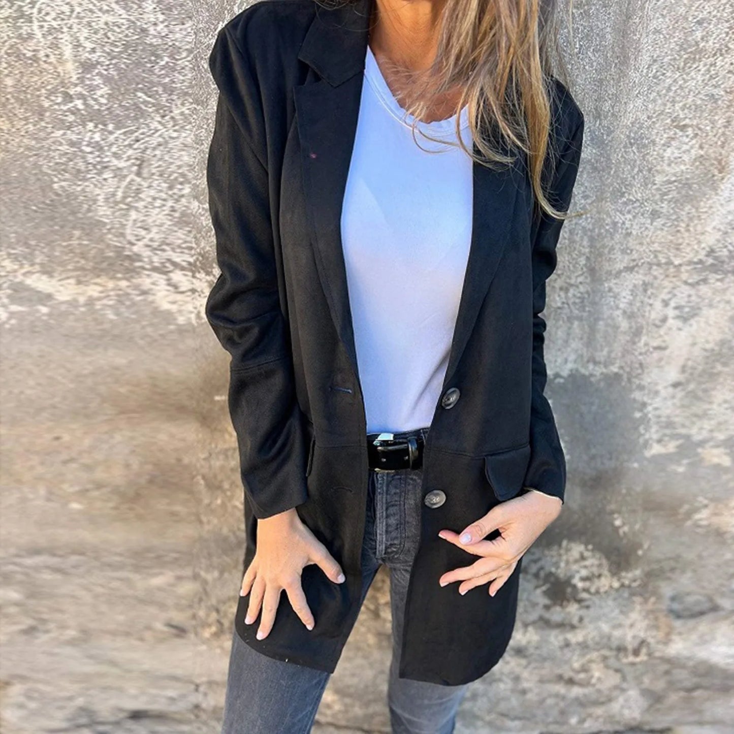 Solid Blazer Overcoat