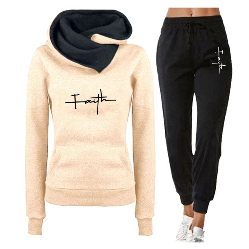 Casual Printed Sports Hoodie & Pants Set – Outdoor Jogging Suit