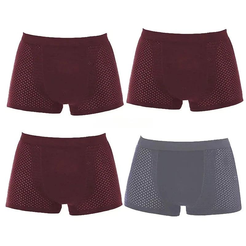 4-Pack Bamboo Boxer Briefs – Ultra Soft, Anti-Odor, Mesh Ventilation Comfort
