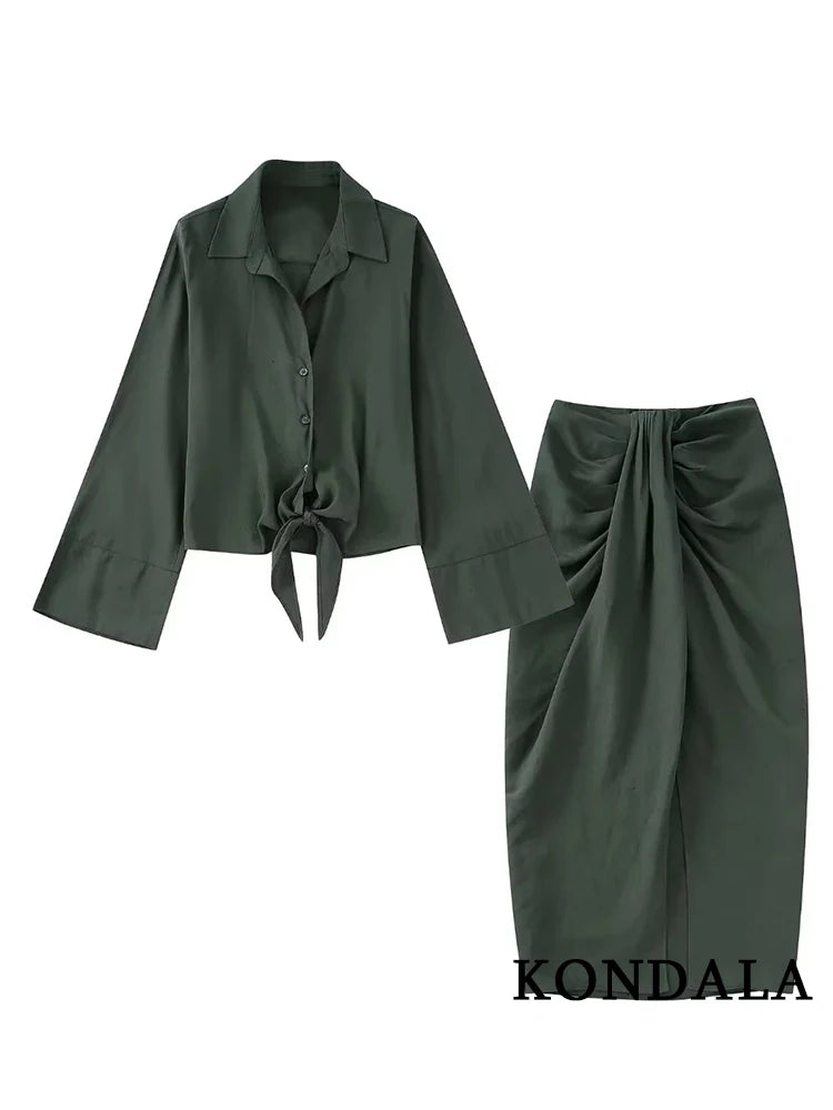 Bow Shirt & Pleated Skirt Co-ord