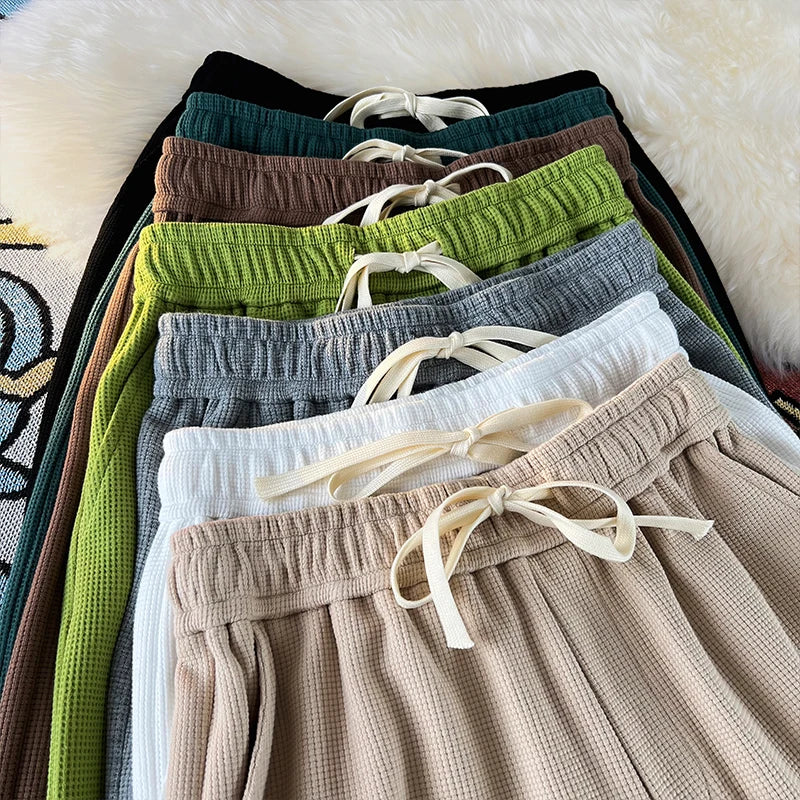Waffle Knit Loose Shorts – Multi-Color