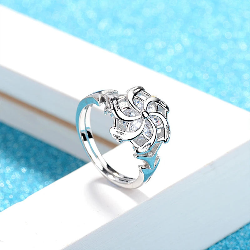 Silver Wedding Band – Galadriel Nenya Windmill Design for Couples