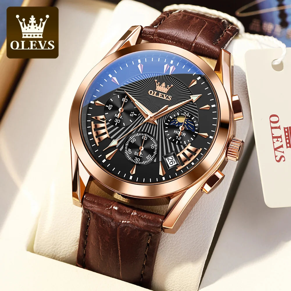 Business Leather Watch – Waterproof Quartz Wristwatch, Minimalist Dial