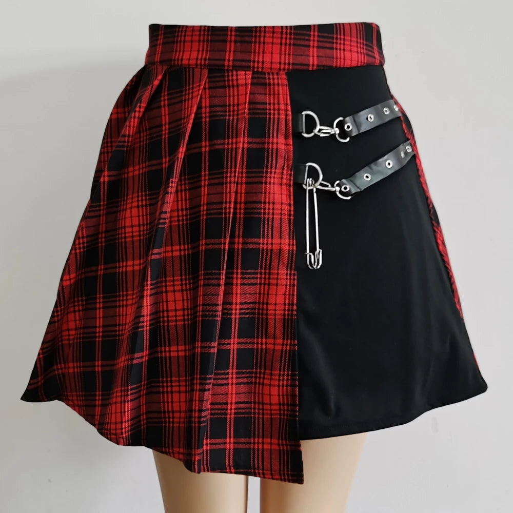 Punk Irregular Mini Pleated Skater Skirt — Clubwear