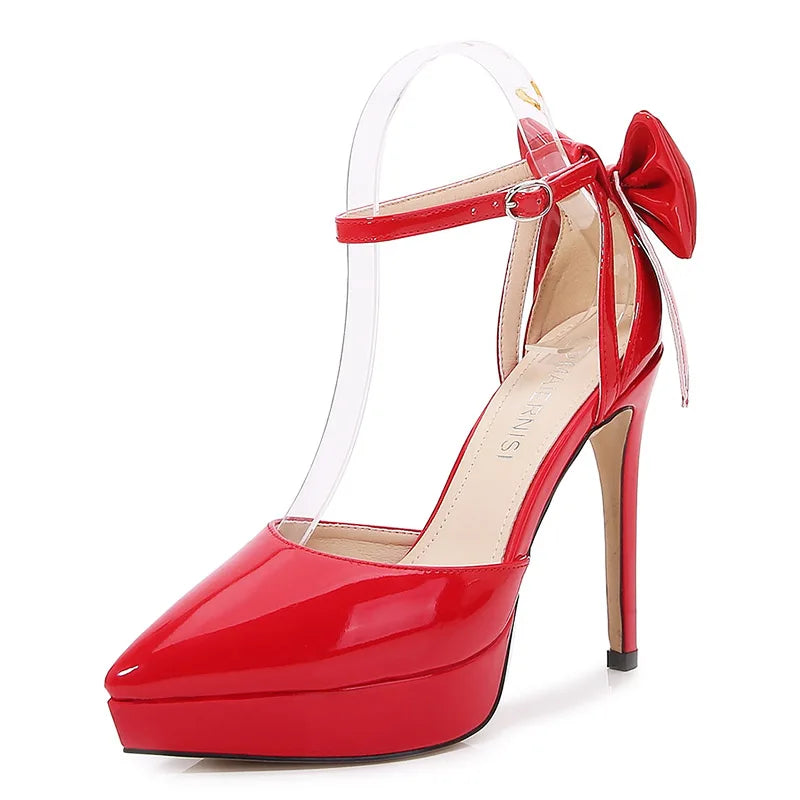 Voesnees | Pointed Toe 12CM Stiletto Pumps – Bow-Knot Detail