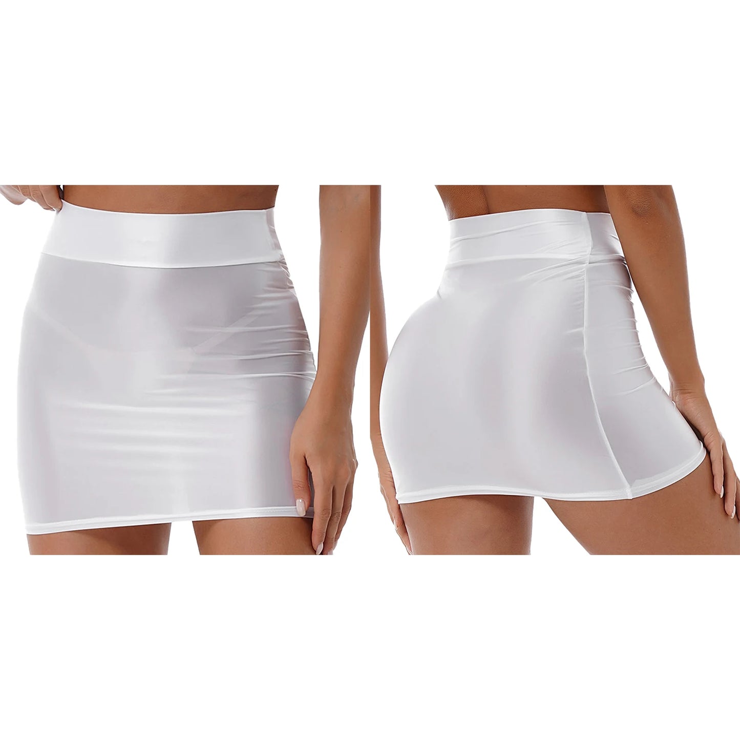 Casual Pencil Skirt — High Waist Glossy Finish