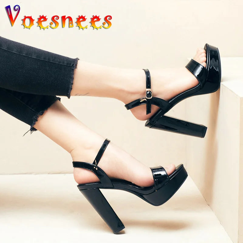 Elevate | Chunky 12CM Heel Sandals – Waterproof Platform & Ankle Strap