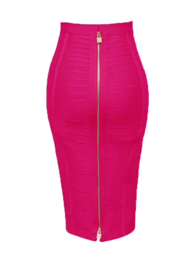Solid Color Zipper Bandage Skirt — Bodycon Pencil Style