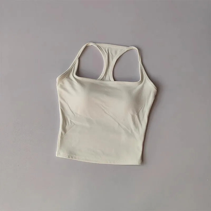 Cross-Back Training Bra — One-Piece Cup Sports Vest for Active Women