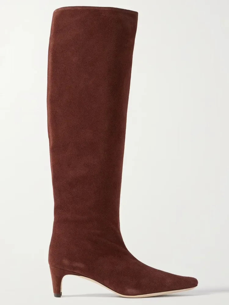 CozyStep | Square Toe Low Heel Thick Knee High Boots – Size 34-43