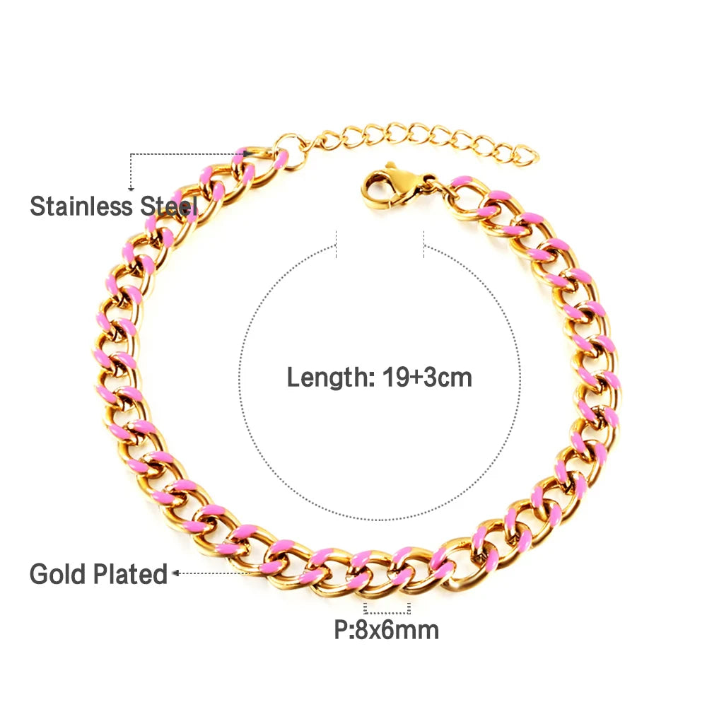Cuban Chain Bracelet – Stainless Steel, Gold-Tone, Punk Style Jewelry for Men & Women