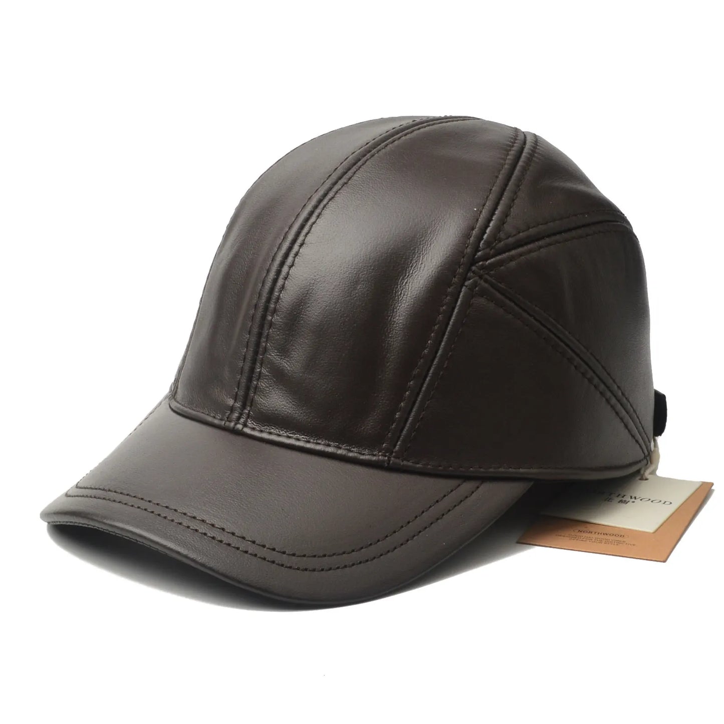 NORTHWOOD Leather Baseball Cap – Fleece-Lined Winter Hat with Ear Flaps