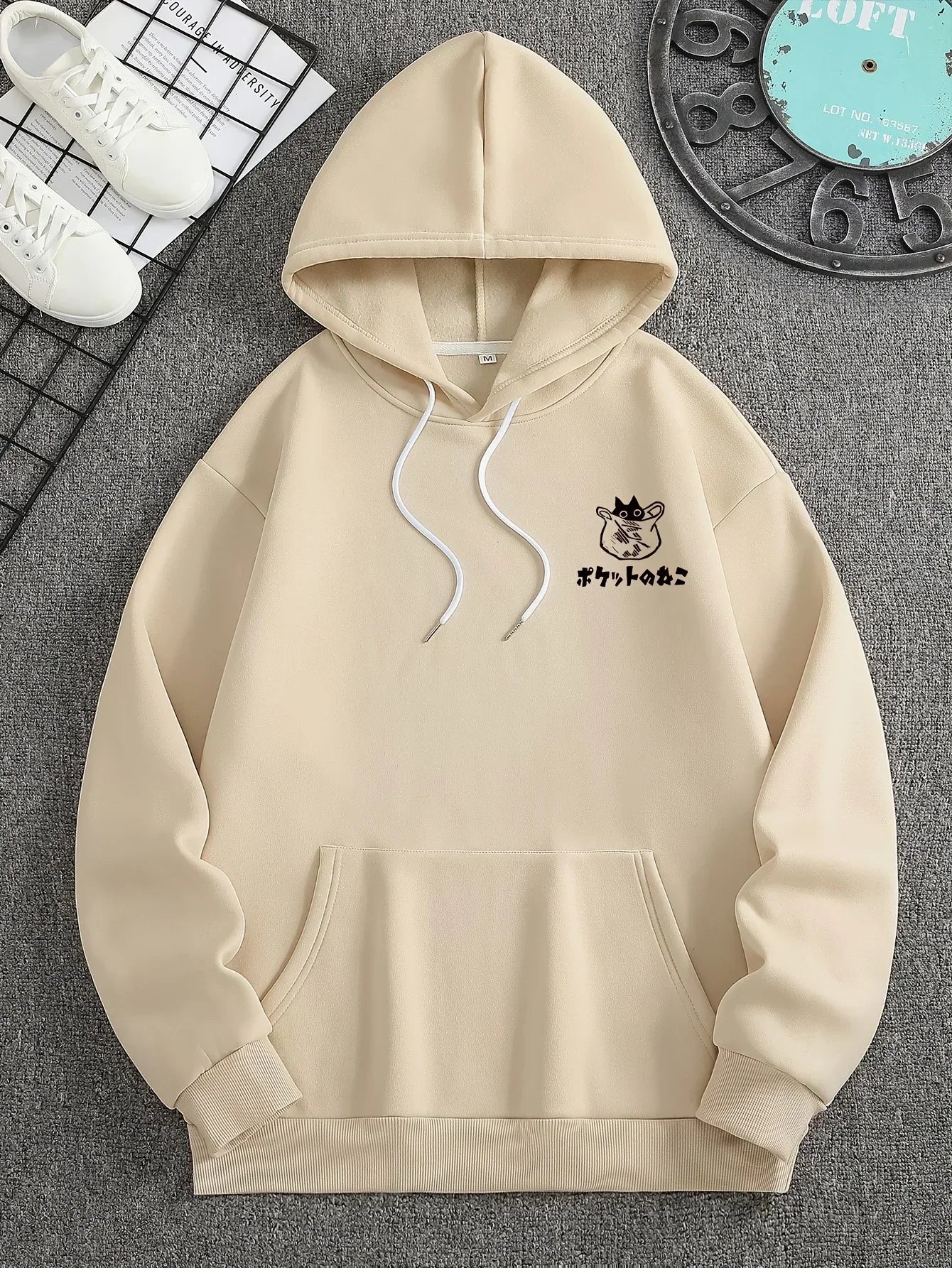 Minimalist Black Cat Hoodie — Short Sleeve Blend, Urban Casual