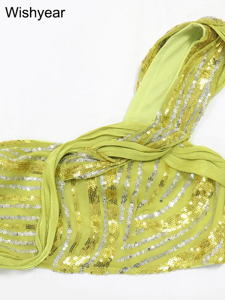 One-Shoulder Top & Sequin Fishtail Skirt