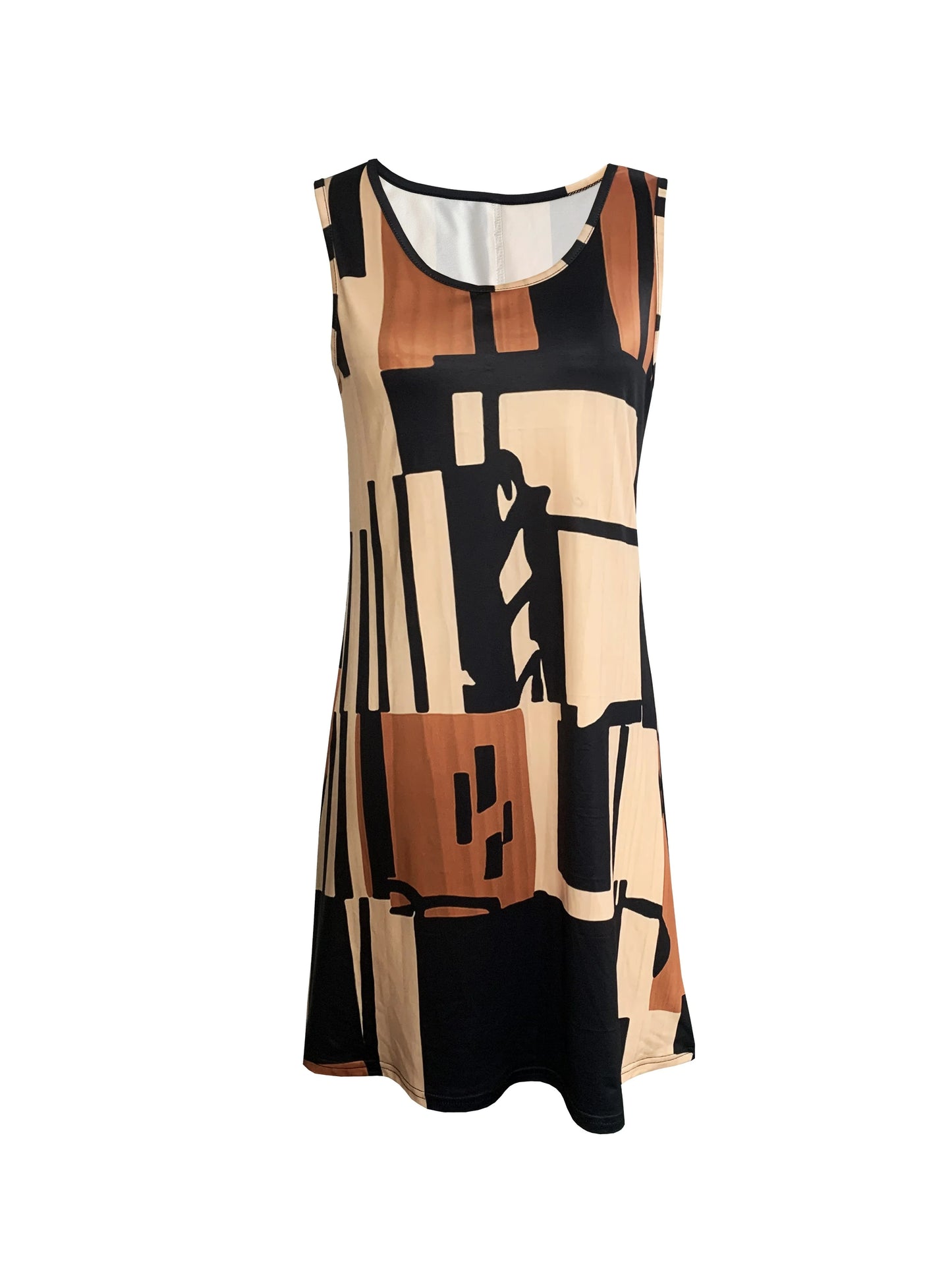 Geometric Pattern Sleeveless Midi Dress — Spring & Vacation Bohemia Style