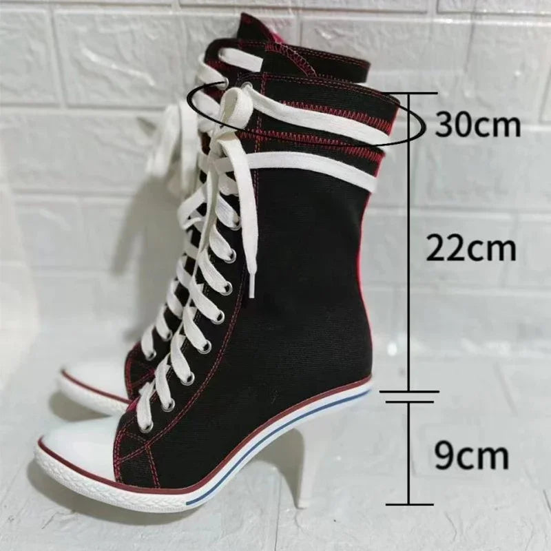 CrossLace | White Round Toe Lace-Up Sports Boots – Stiletto Ankle