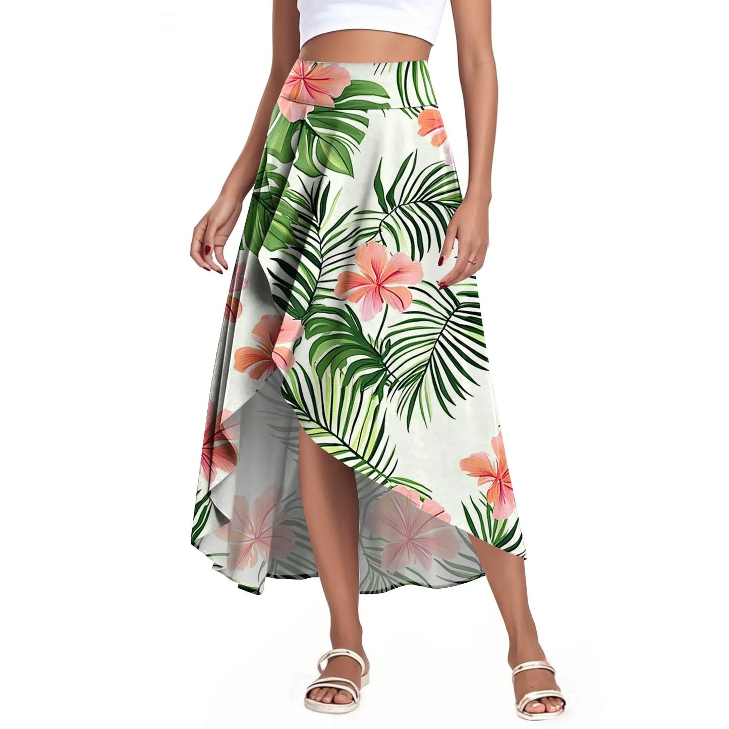 High Waist Wrap Skirt with Shorts — Summer Ruffle Maxi