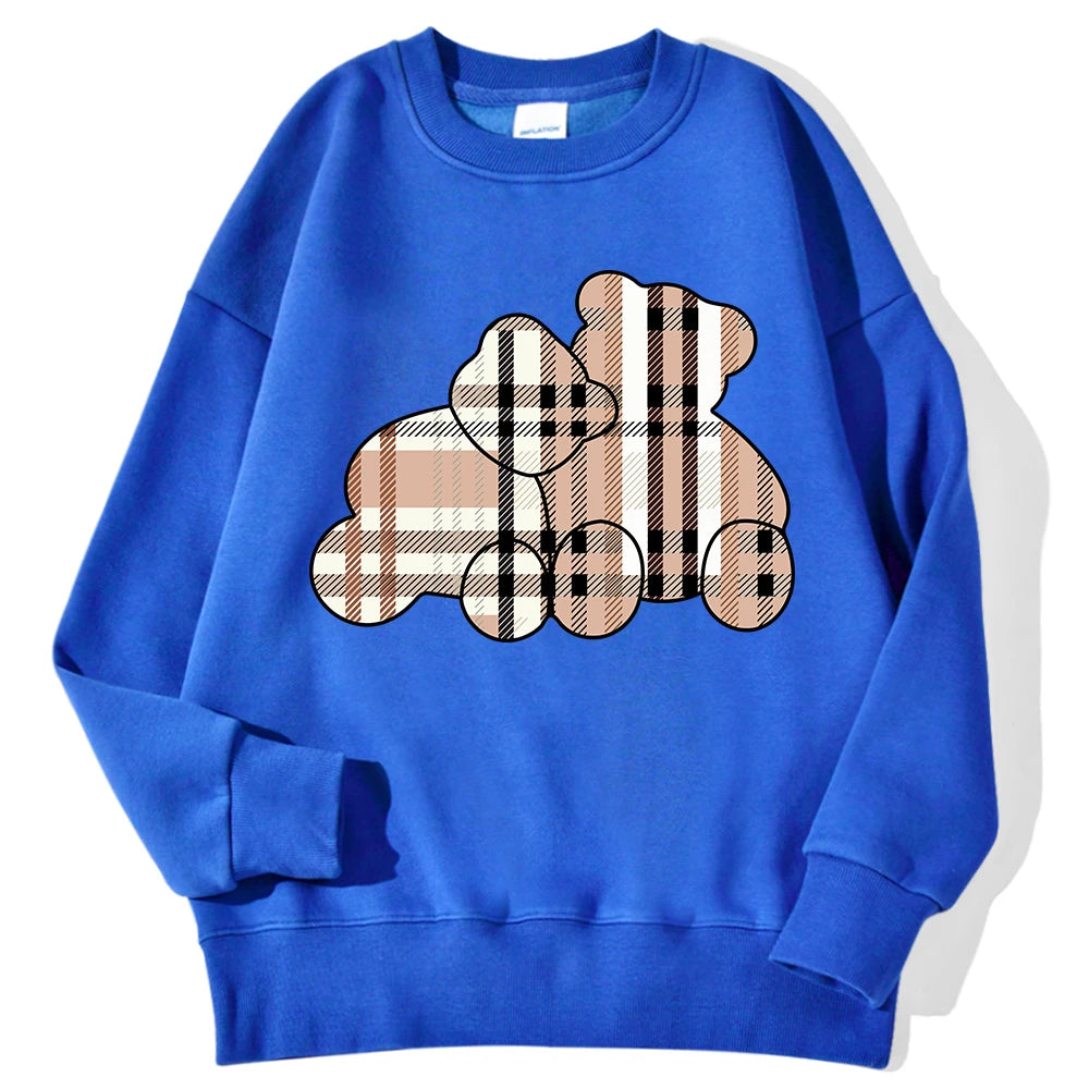 Teddy Bear Print Hoodie — Soft Crewneck, Warm Winter Pullover